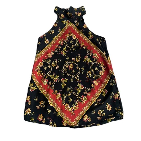ZARA  Handkerchief Print Tie Neck Halter Top - Size S - Picture 1 of 2